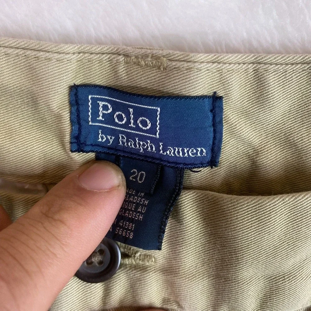 Polo Ralph lauren Pants Youth size 20 Khaki straight chino Stretch Beige Cotton